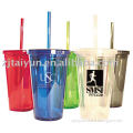 16OZ personalized plastic tumbler with straw for kids